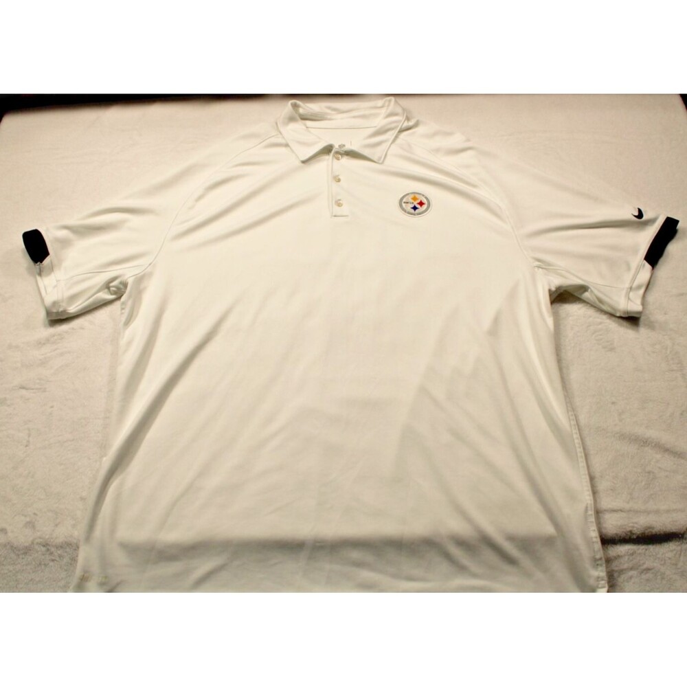 NIKE Dri-Fit Polo Shirt XXL White On-Field Pittsburgh Steelers NFL Football